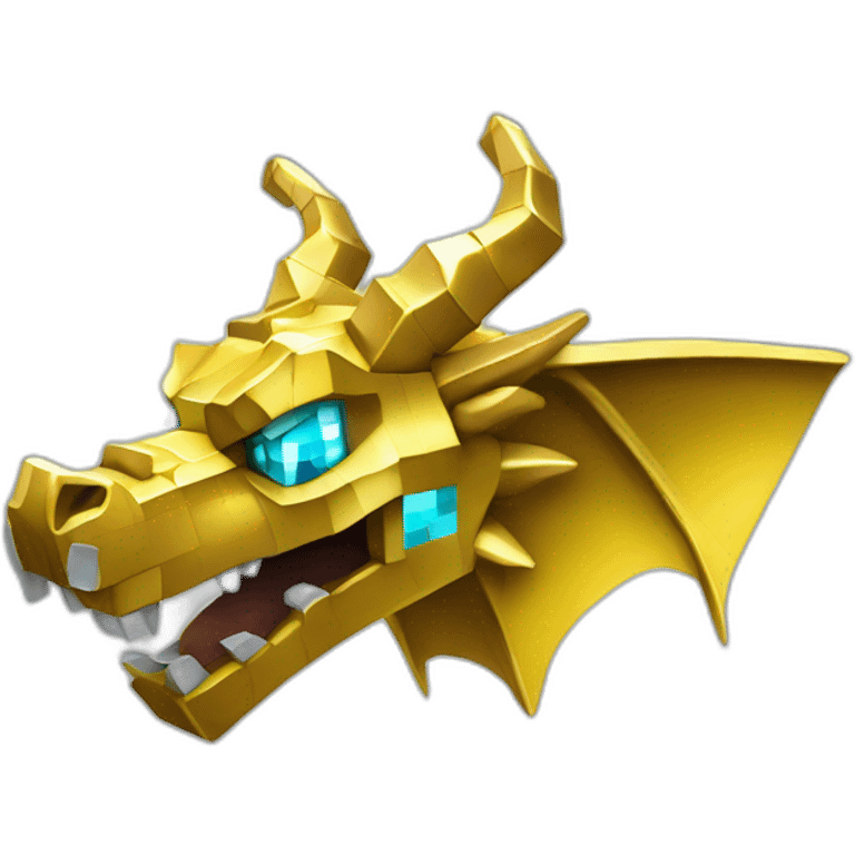 Minecraft Glitter Gold Dragon Head With Diamond Horn emoji