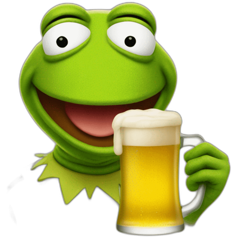 kermit the frog with a beer emoji