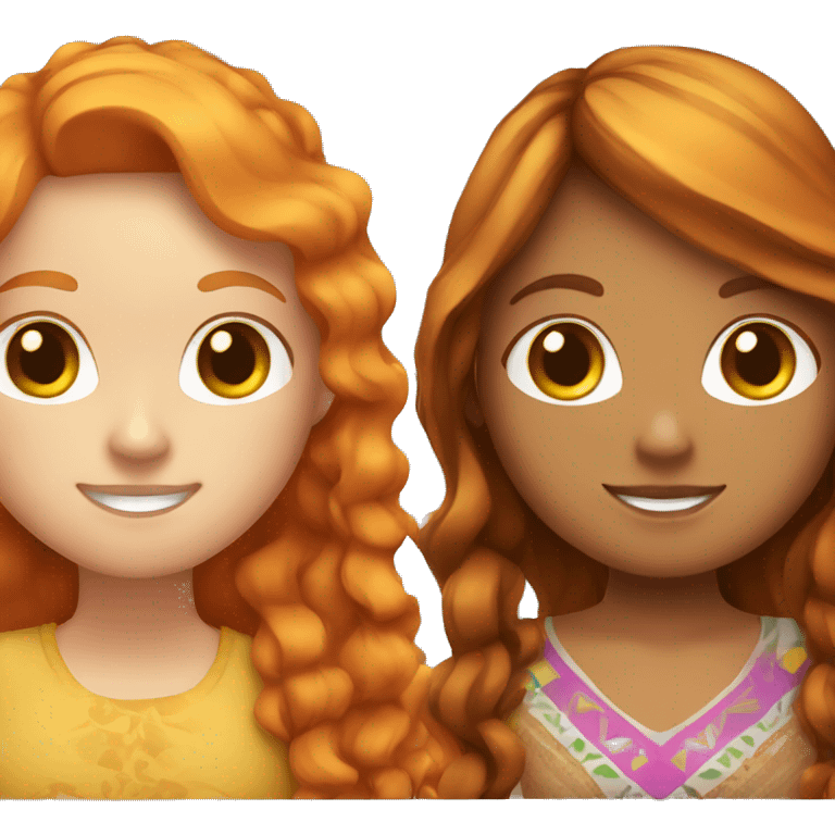 A Ginger girl and a Mexican girl with highlights being friends  emoji