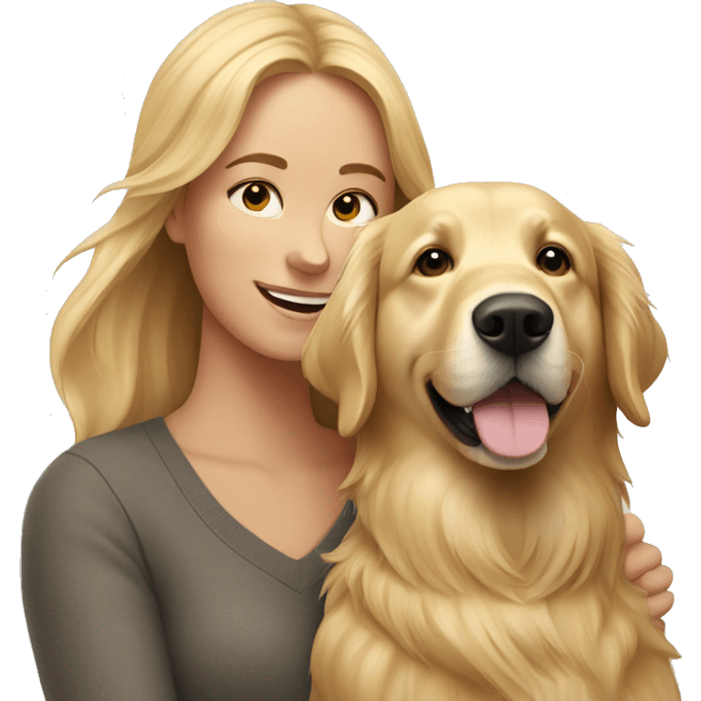 Golden retriever with woman emoji