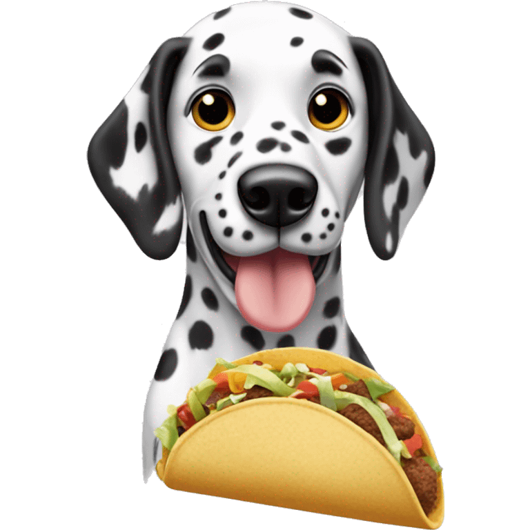 A Dalmatian eating a taco emoji