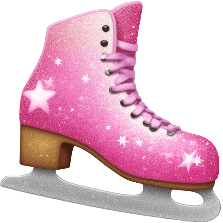 Pink ombre ice skate with glitter  emoji