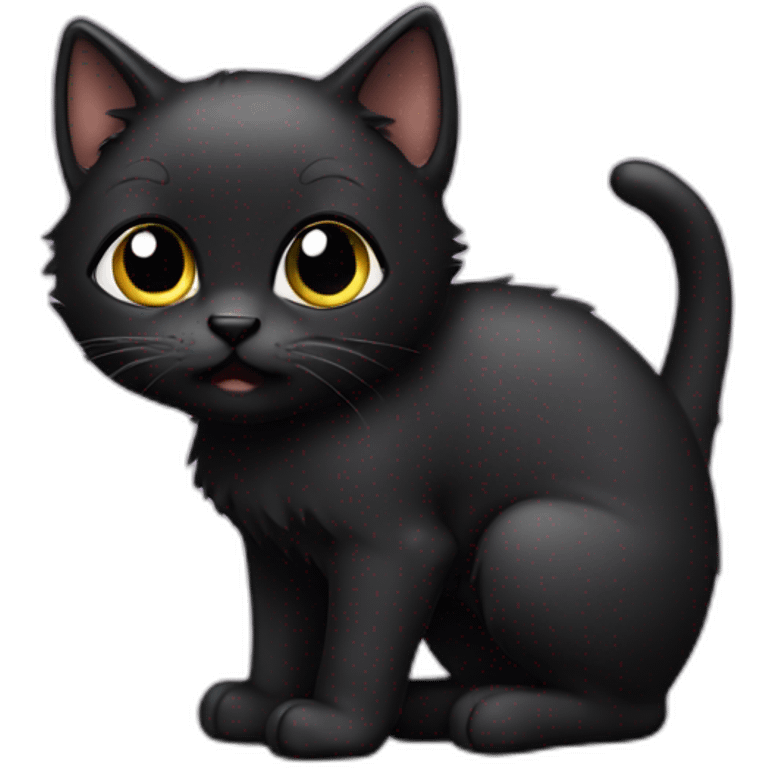 Full Black kitten peeing emoji