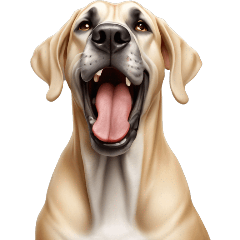 Hyper realistic tan Great Dane yawning emoji