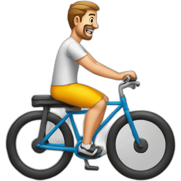 a man on a toilet pedaling bike pedals in front of him emoji