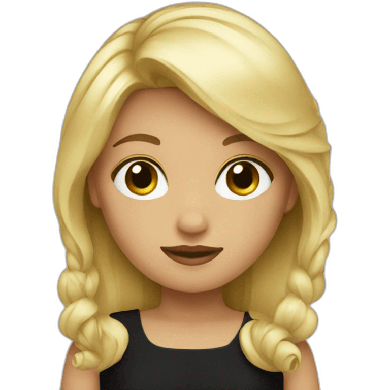 blond girl with black dress emoji