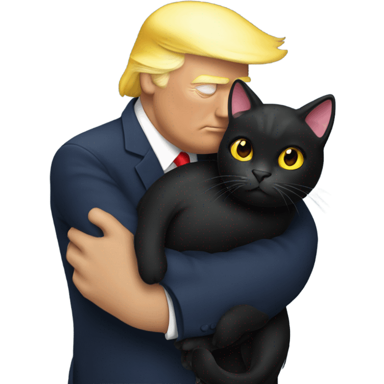 trump hugging black cat emoji