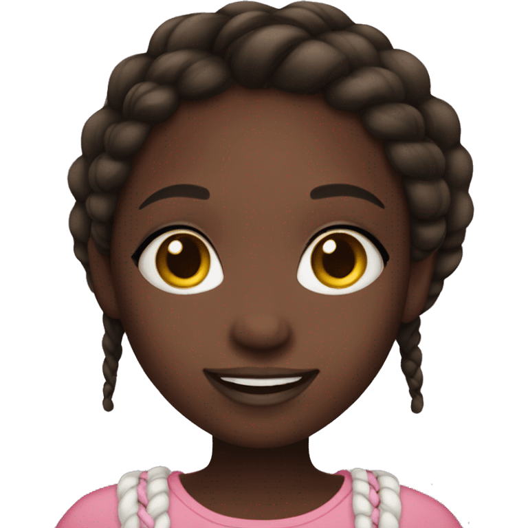 a smiley dark skin girl with gentle makeup and braided hair emoji