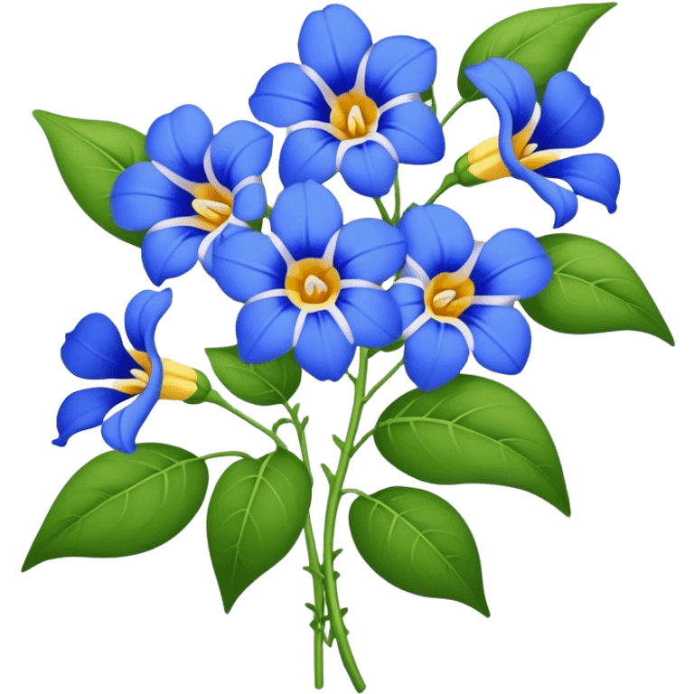 luxuriant, big bouquet Blue Thunbergia, stem, leaf emoji