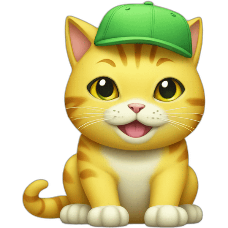 Yellow cat with cap of bulbasaur emoji