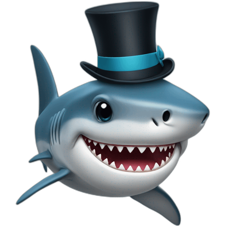 Shark with a top hat emoji