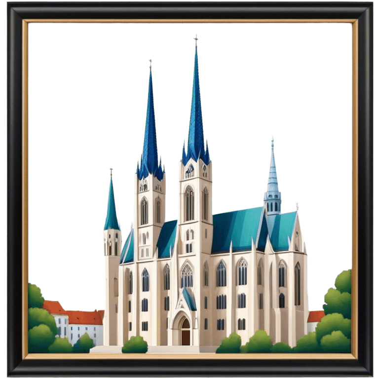 Zagreb Cathedral Landmark Emoji – Depicting its Gothic architecture and twin spires. emoji