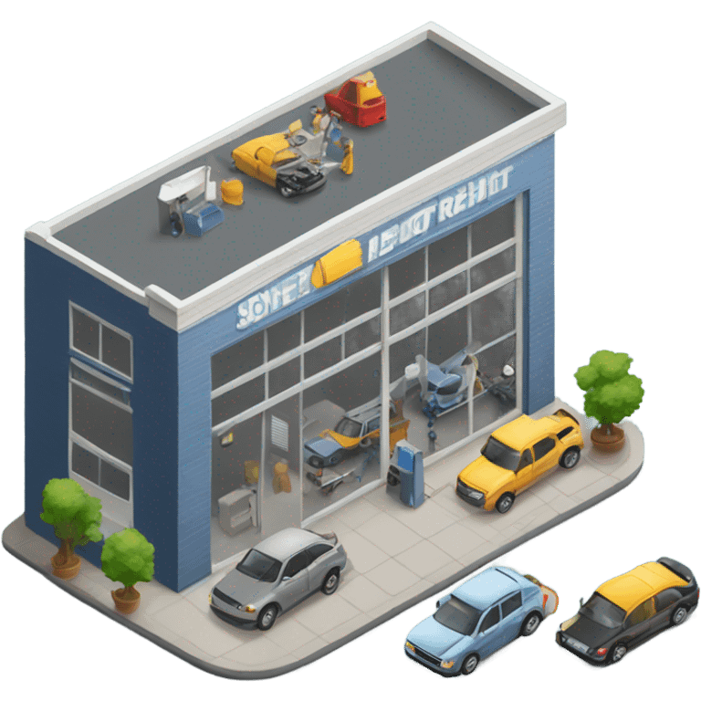 isometric car repair shop emoji