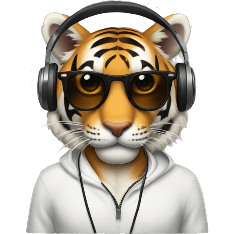 Tiger with sunglasses and headphones on emoji