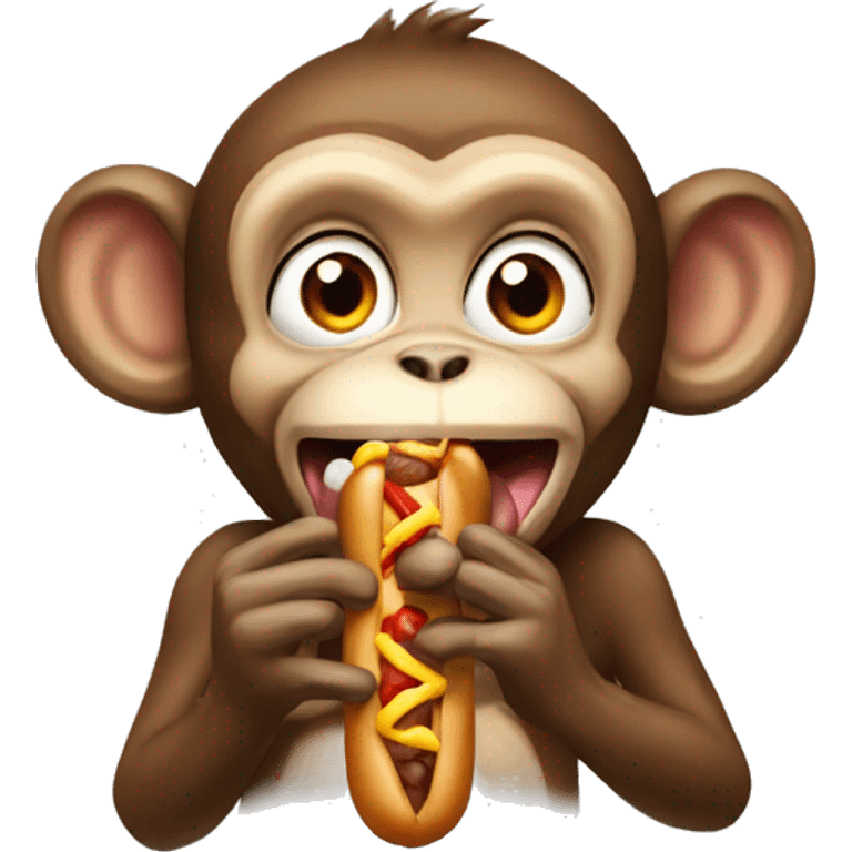 monkey eating hotdog emoji