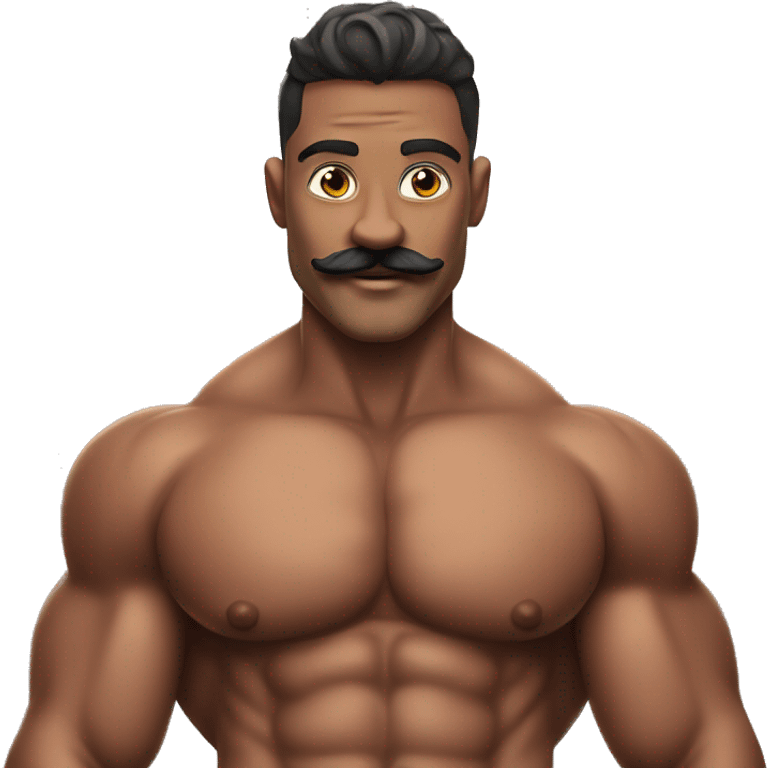 gay bodybuilder with mustache in jockstrap realistic emoji