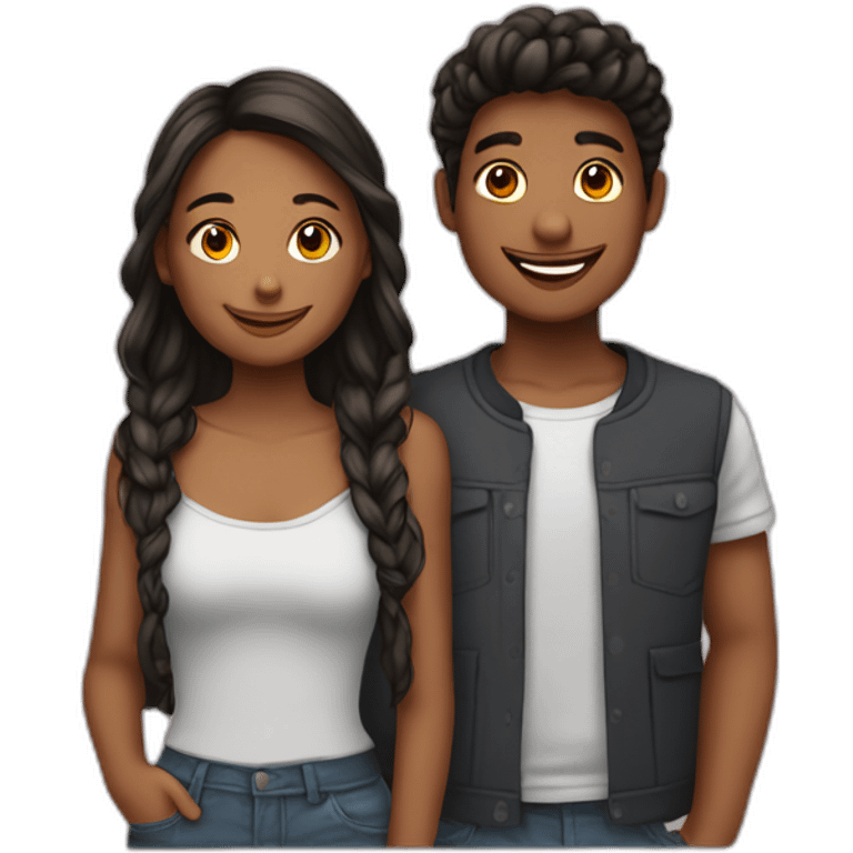 2 amoureux adolescents de la même couleur emoji