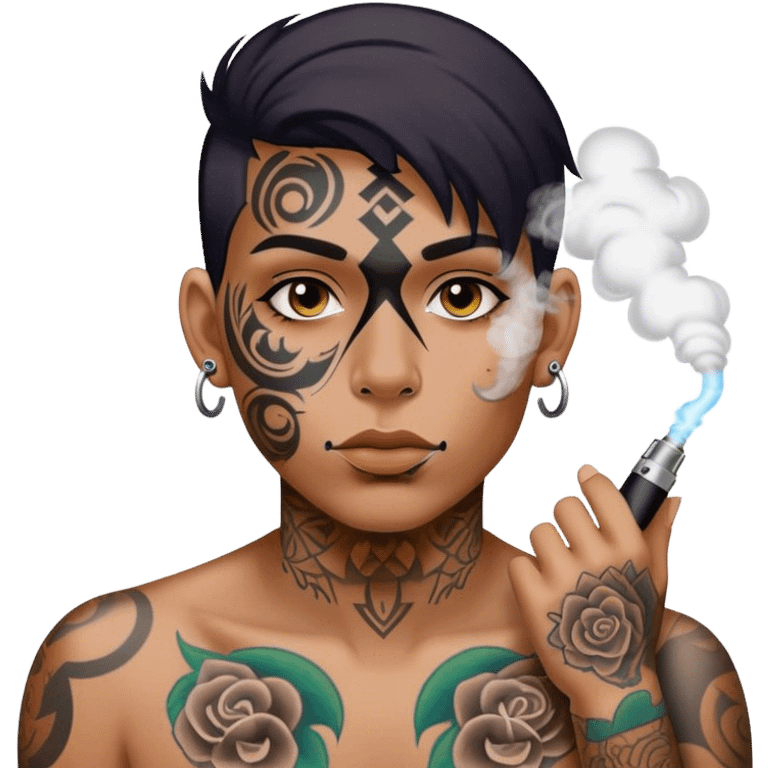 Emoji vaping with face tattoos  emoji