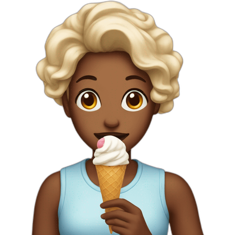 ice cream on her face emoji