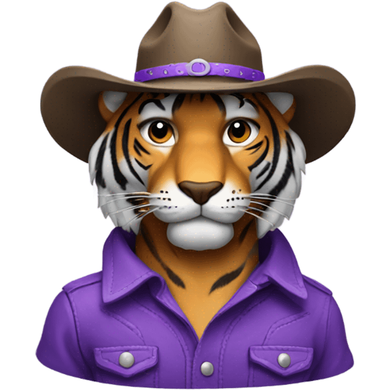 Purple tiger wearing a cowboy hat emoji