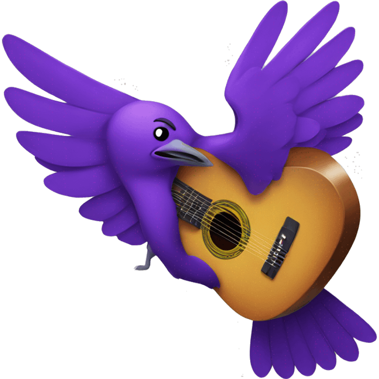 purple bird flying with a guitar emoji