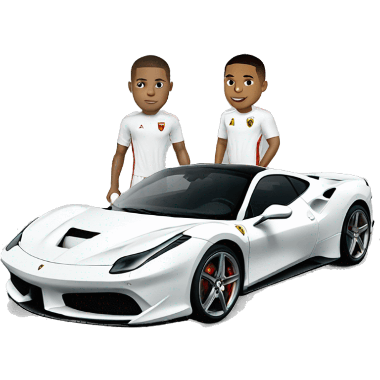 White ferrari with mbappe emoji