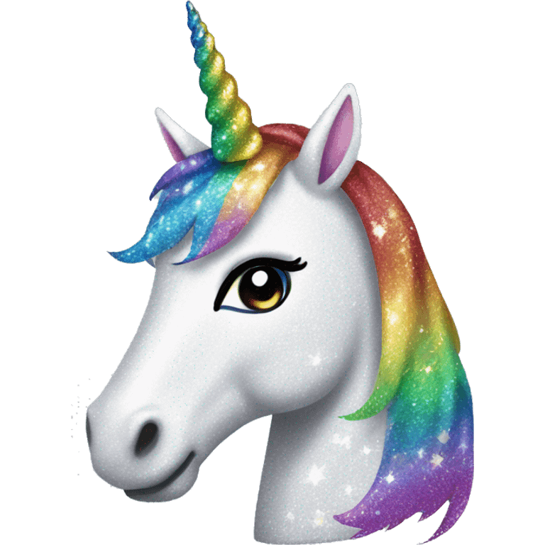 Glittery rainbow-maned unicorn  emoji