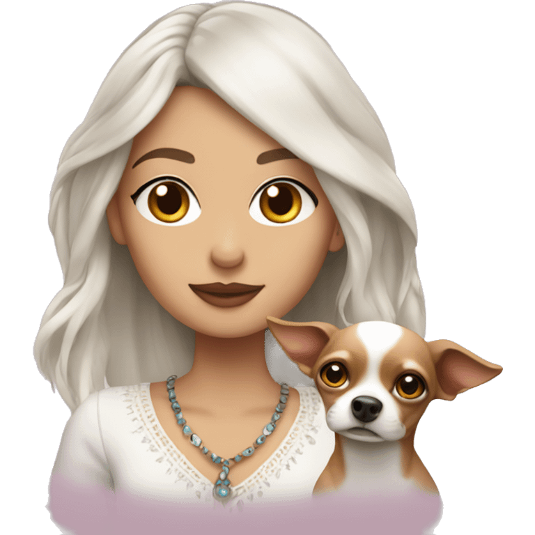 White gypsy with chihuahua emoji