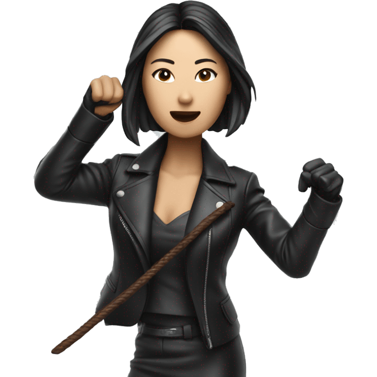  Emoji of an Asian woman in leather suit destroying a whip to demonstrate leadership  emoji