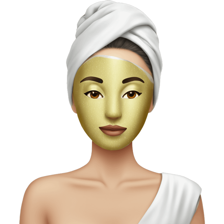 Beautiful lady with face mask spa beauty full face relaxing emoji