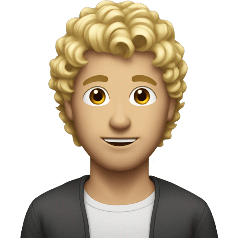 blonde adult guy with taper cut, curly front emoji