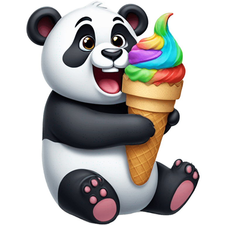 Panda eating ice cream emoji