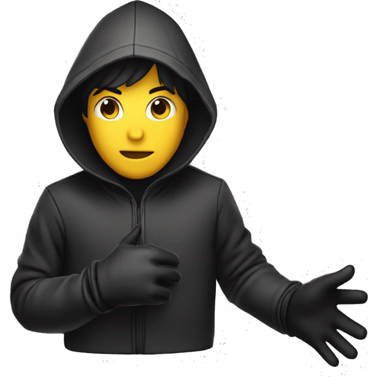 mysterious hooded boy in gloves emoji