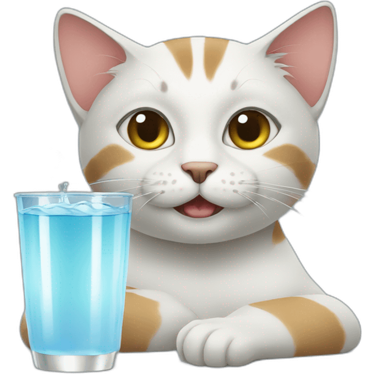 Cat drinks water emoji