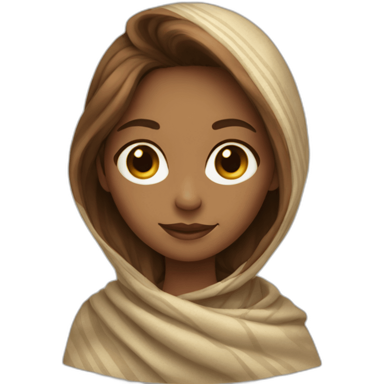 colourful shawl brown hair light skin girl emoji