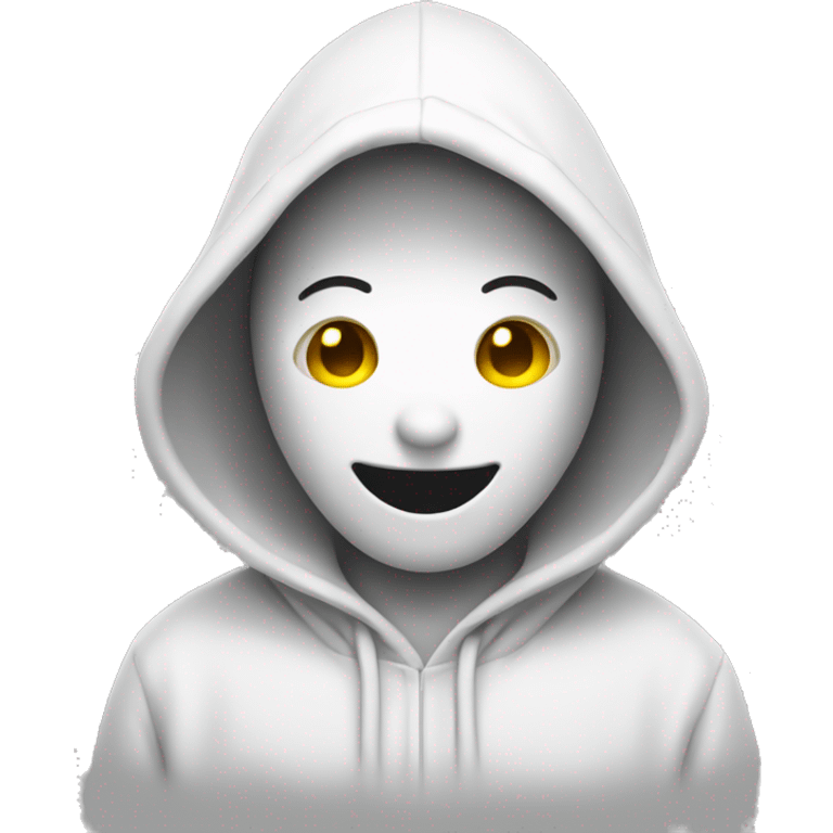 Smiley face with in a white hood NO EYEBROWS! NO EYEBROWS!  emoji