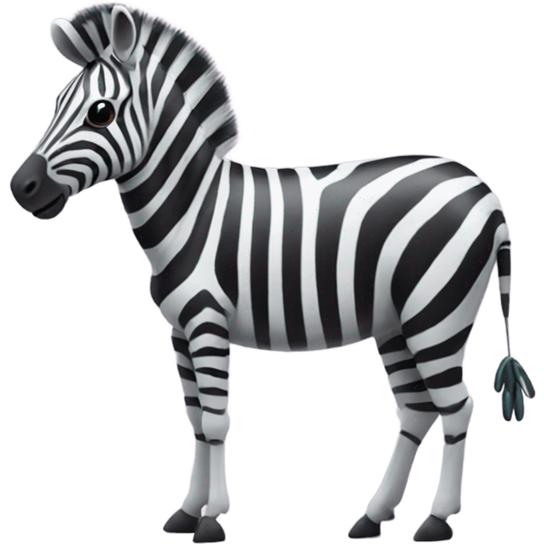 Zebra with a shrimp emoji