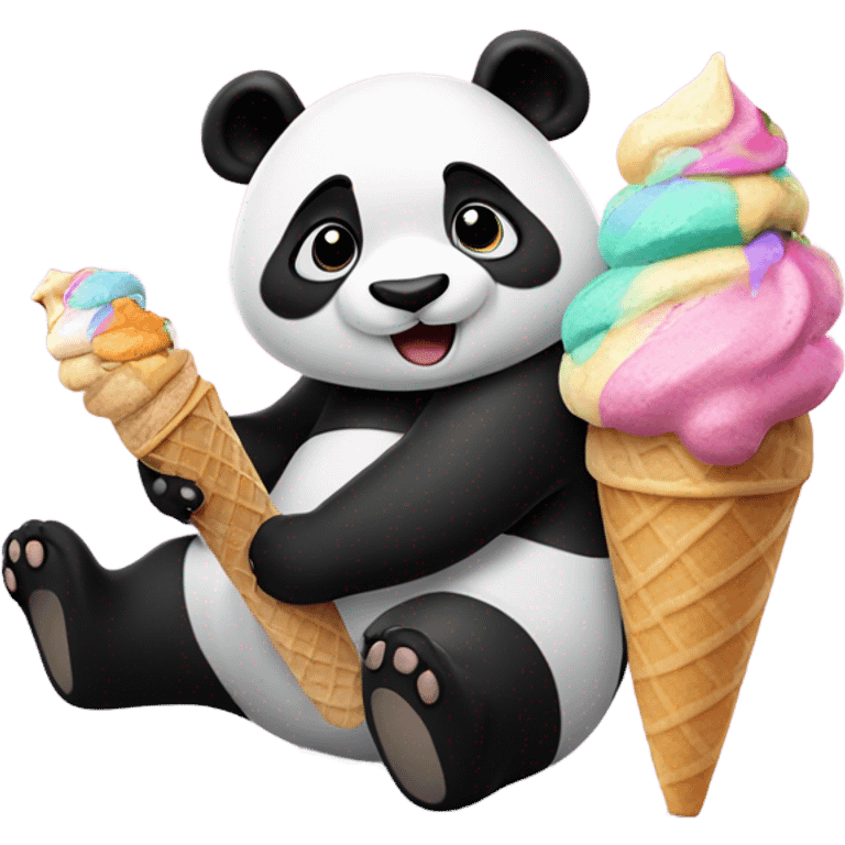 Panda eating ice cream emoji