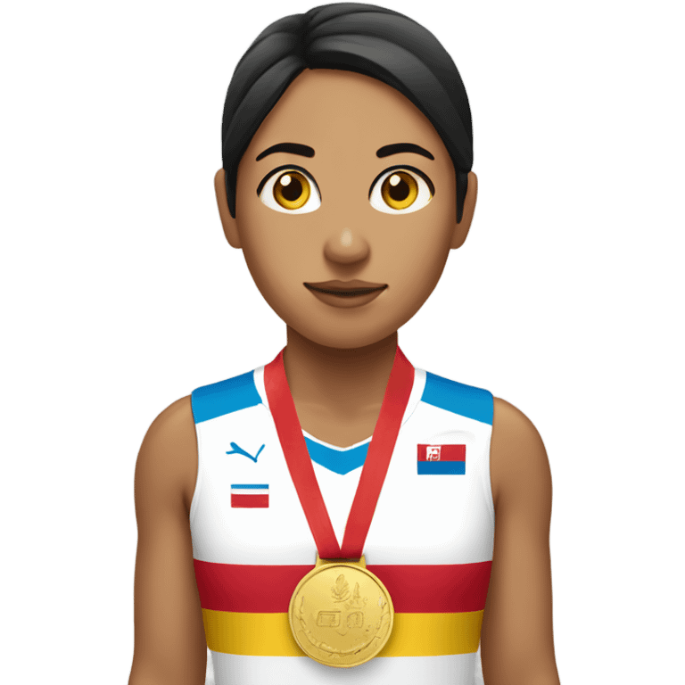 Peruvian female wearing a gold medal emoji