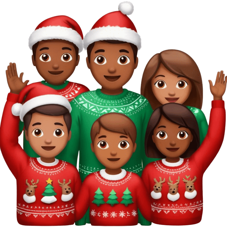 Black family having Christmas together emoji