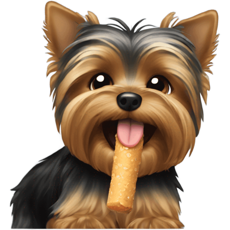 Yorkie biting finger emoji