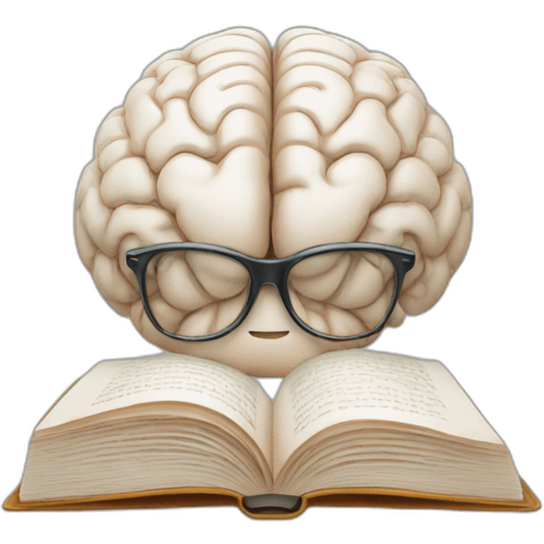 A brain reading a book emoji