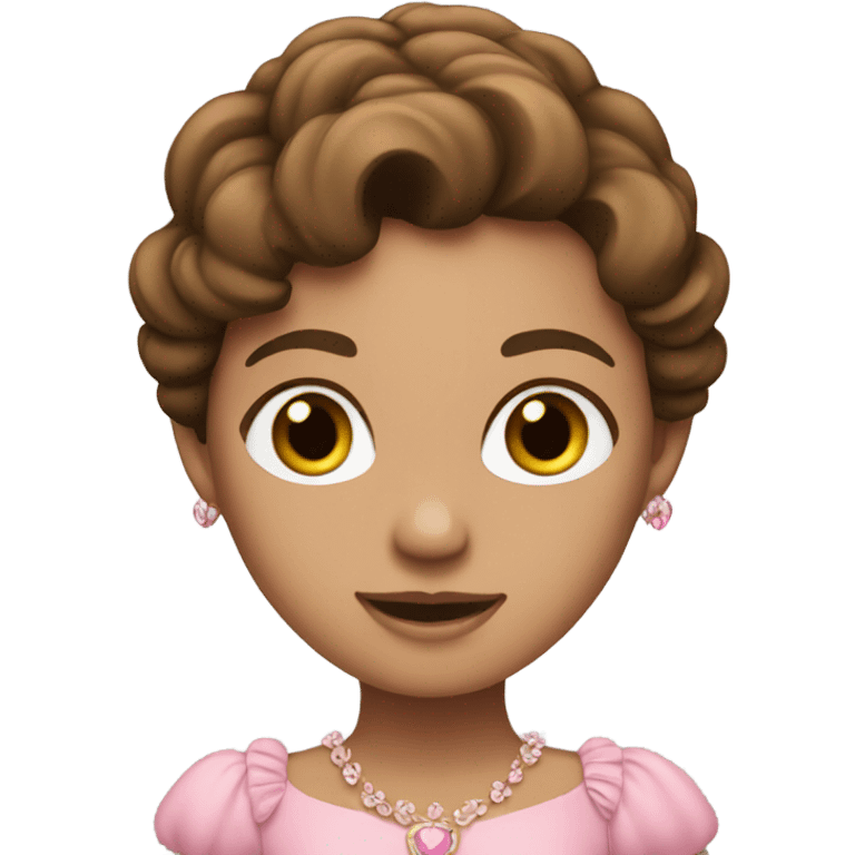 Princess with brown hair and pink dress  emoji