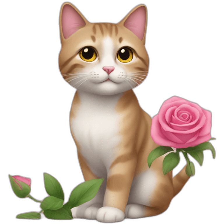 Un chats rose avec une fleur emoji