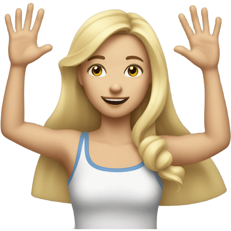 blonde girl gesturing no emoji