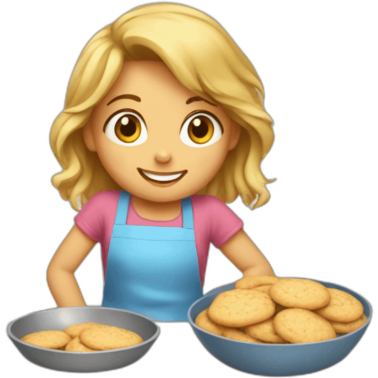 Small girl  baking cookies emoji