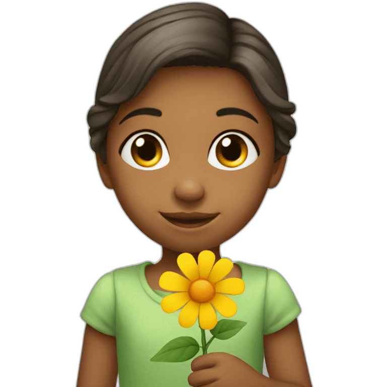 little girl with a flower emoji