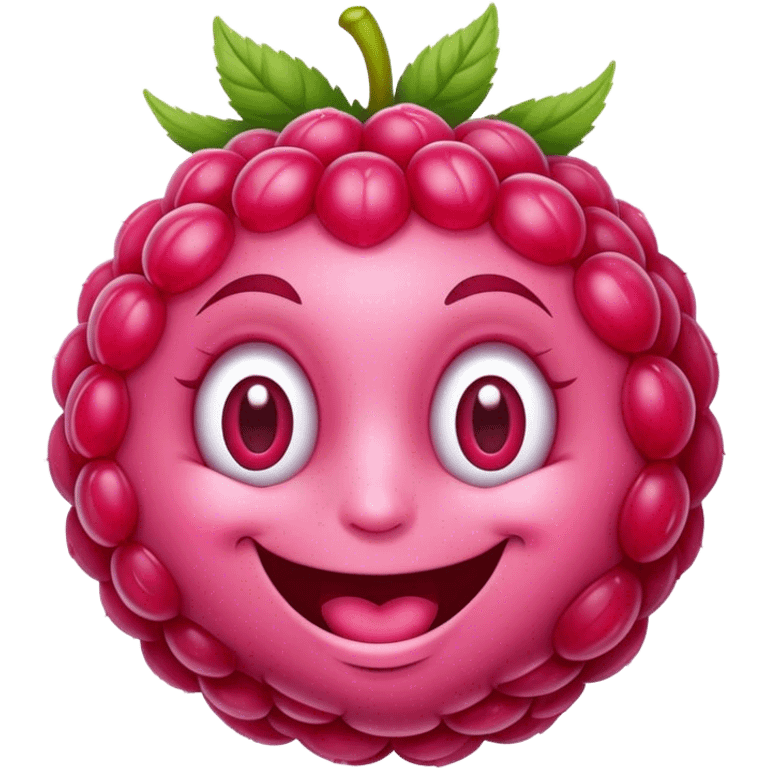 Friendly raspberry smiling emoji