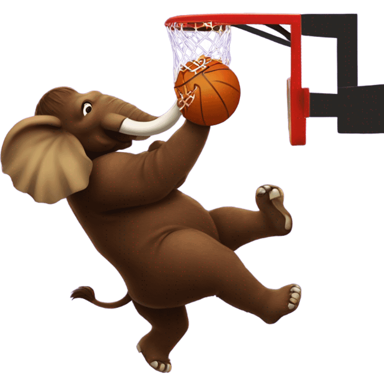 Amherst college mammoth dunking a basketball  emoji