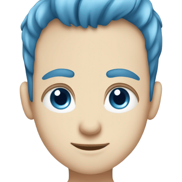 Young Caucasian boy with blue eyes and blue hair emoji